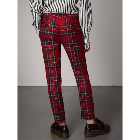 burberry tartan wool tailored trousers